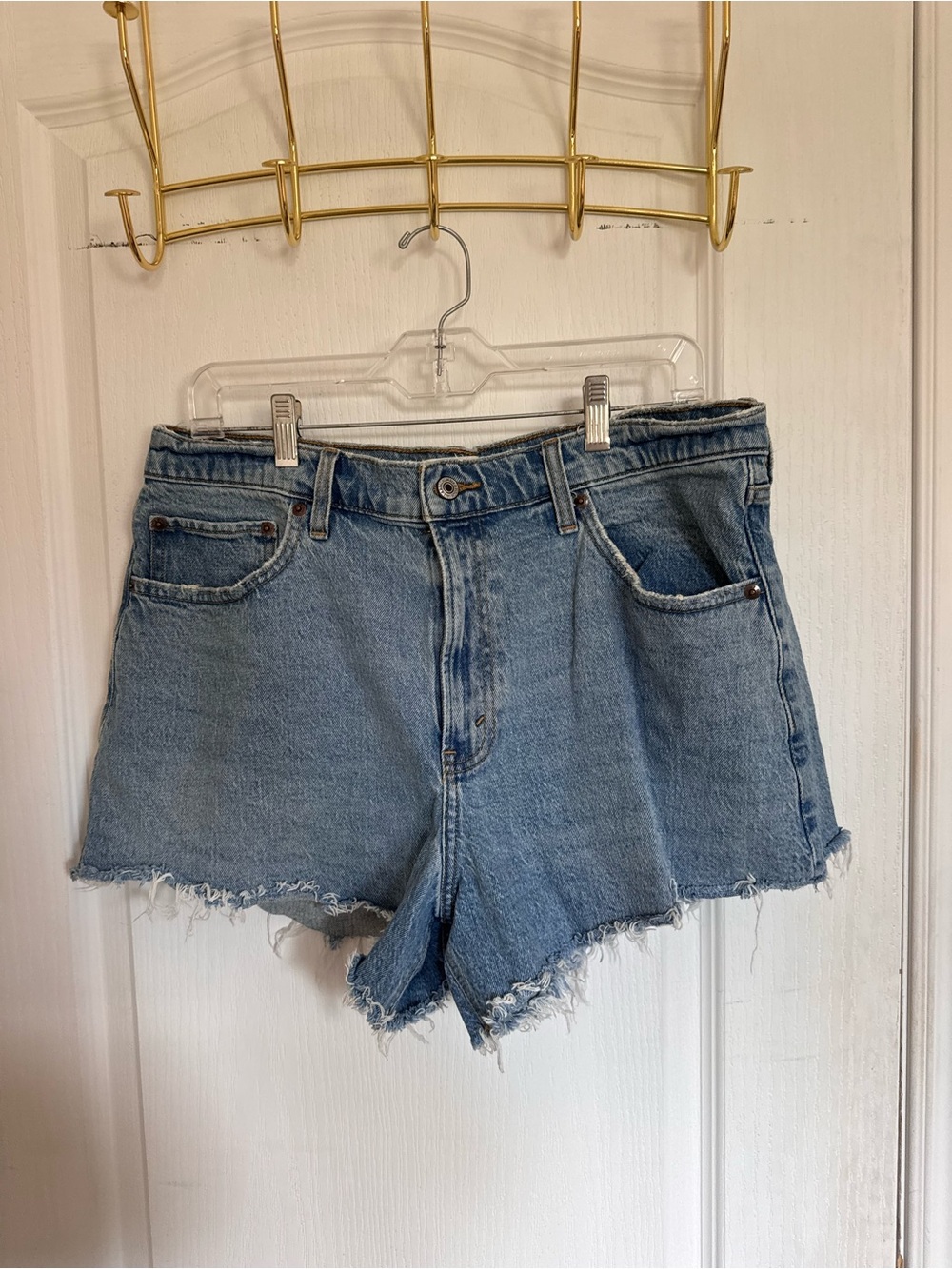 Abercrombie & Fitch Light Blue Frayed Hem Denim Shorts
